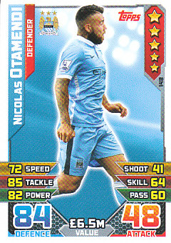 Nicolas Otamendi Manchester City 2015/16 Topps Match Attax #148